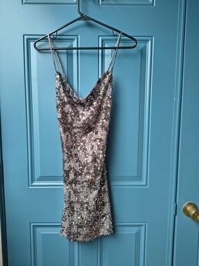 Forever 21 Silver-Pink Sequin Mini Dress